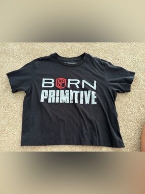 Born Primitive Black Tee with White and Red Logo